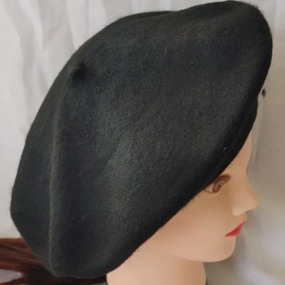 French style black Beret hat (003) - Picture 2 of 3